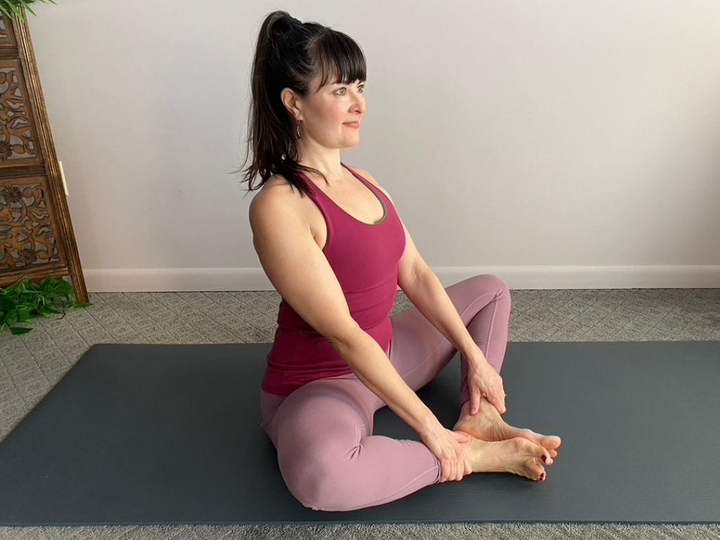 Jennifer practicing Yoga